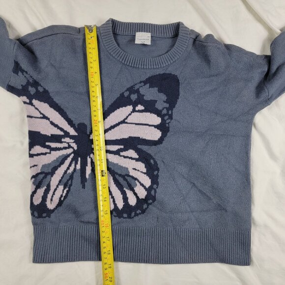 Abercrombie Kids Girls 9/10 Gray Butterfly Print Sweater Winter Warm School - Picture 6 of 7